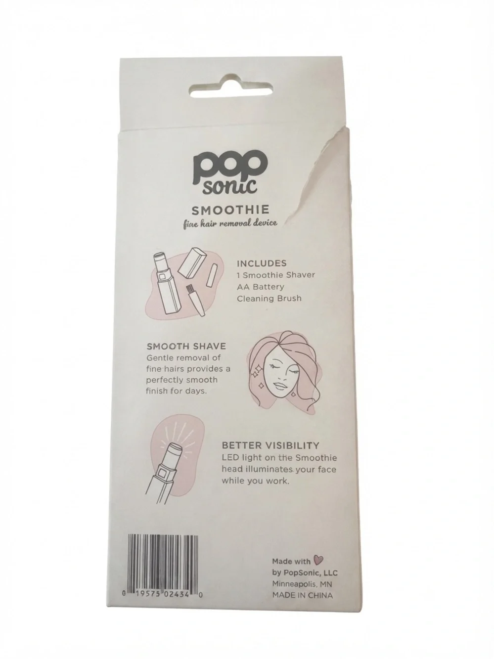 NWT Pop Sonic Smoothie Fine Hair Removal Device Pink Terrazzo LED Light